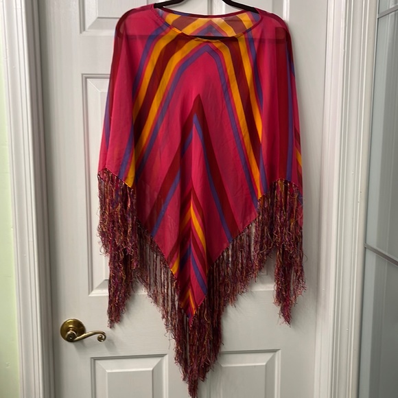 Colorful Stripes Poncho or coverup - Picture 1 of 7